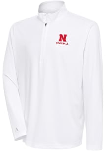 Antigua Nebraska Cornhuskers Mens White Football Tribute Long Sleeve Qtr Zip Pullover