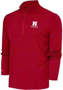 Antigua Nebraska Cornhuskers Mens Red Football Tribute Long Sleeve Qtr Zip Pullover