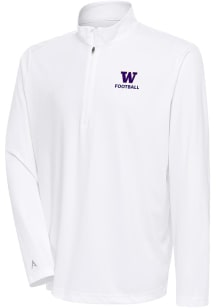 Antigua Washington Huskies Mens White Football Tribute Long Sleeve Qtr Zip Pullover