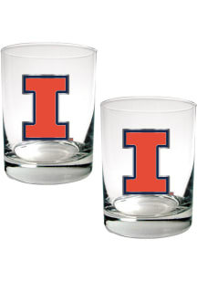 Illinois Fighting Illini 2 Piece Rock Glass - White