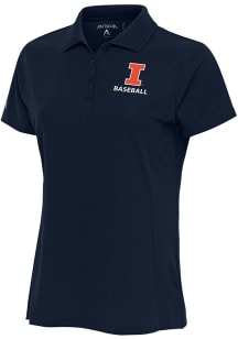 Antigua Illinois Fighting Illini Womens Navy Blue Baseball Legacy Pique Short Sleeve Polo Shirt