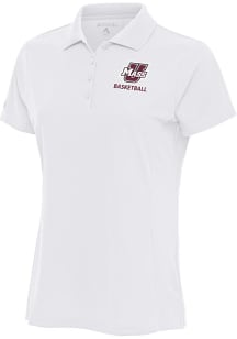 Antigua Massachusetts Minutemen Womens White Basketball Legacy Pique Short Sleeve Polo Shirt