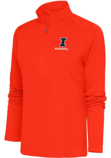 Antigua Illinois Fighting Illini Womens Orange Baseball Tribute Qtr Zip Pullover