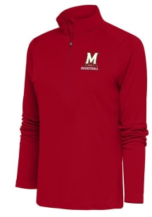 Antigua Maryland Terrapins Womens Red Basketball Tribute Qtr Zip Pullover