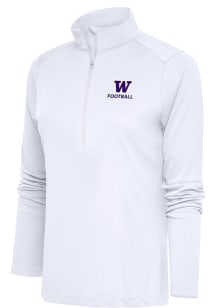 Antigua Washington Huskies Womens White Football Tribute Qtr Zip Pullover