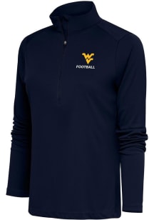 Antigua West Virginia Mountaineers Womens Navy Blue Football Tribute Qtr Zip Pullover