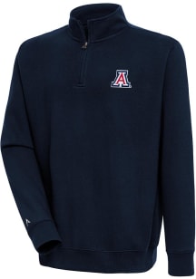 Antigua Arizona Wildcats Mens Navy Blue Victory Long Sleeve Qtr Zip Pullover