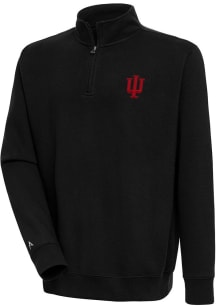 Antigua Indiana Hoosiers Mens Black Victory Design Long Sleeve Qtr Zip Pullover