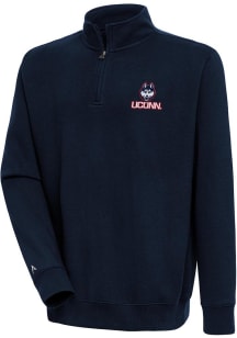 Antigua UConn Huskies Mens Navy Blue Victory Long Sleeve Qtr Zip Pullover