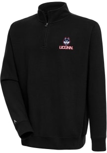 Antigua UConn Huskies Mens Black Victory Long Sleeve Qtr Zip Pullover
