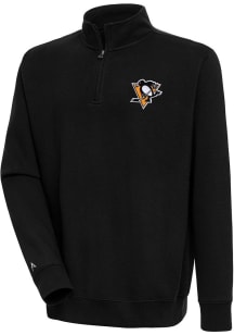 Antigua Pittsburgh Penguins Mens Black Victory Long Sleeve Qtr Zip Pullover
