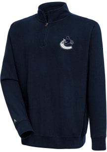 Antigua Vancouver Canucks Mens Navy Blue Victory Long Sleeve Qtr Zip Pullover