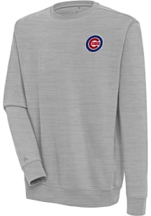 Antigua Chicago Cubs Mens Grey Victory Long Sleeve Crew Sweatshirt