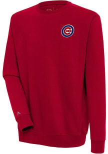 Antigua Chicago Cubs Mens Red Victory Long Sleeve Crew Sweatshirt
