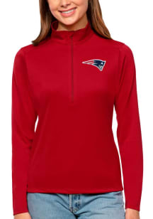 Antigua New England Patriots Womens Red Tribute Qtr Zip Pullover
