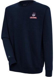 Antigua UConn Huskies Mens Navy Blue Victory Long Sleeve Crew Sweatshirt