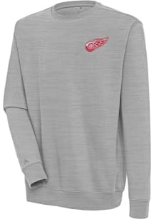 Antigua Detroit Red Wings Mens Grey Victory Long Sleeve Crew Sweatshirt