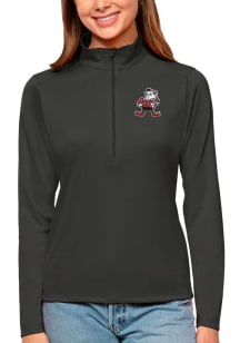 Antigua Cleveland Browns Womens Charcoal Classic Tribute Qtr Zip Pullover