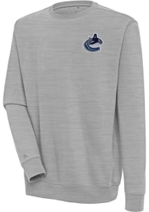Antigua Vancouver Canucks Mens Grey Victory Long Sleeve Crew Sweatshirt