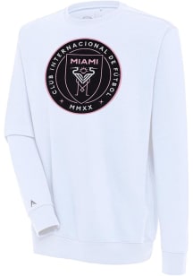 Antigua Inter Miami CF Mens White Full Front Victory Long Sleeve Crew Sweatshirt