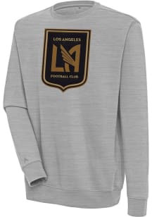 Antigua Los Angeles FC Mens Grey Full Front Victory Long Sleeve Crew Sweatshirt