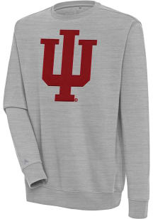 Antigua Indiana Hoosiers Mens Grey Full Front Victory Long Sleeve Crew Sweatshirt
