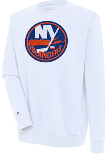 Antigua New York Islanders Mens White Full Front Victory Long Sleeve Crew Sweatshirt