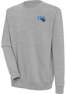 Antigua Tennessee Titans Mens Grey Chainstitch Victory Long Sleeve Crew Sweatshirt