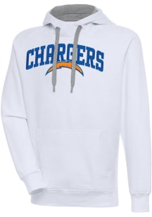 Antigua Los Angeles Chargers Mens White Full Front Chain Chenille Victory Long Sleeve Hoodie