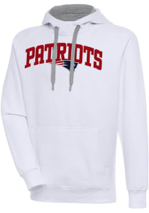 Antigua New England Patriots Mens White Full Front Chain Chenille Victory Long Sleeve Hoodie