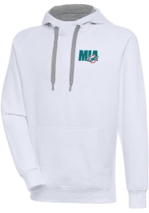 Antigua Miami Dolphins Mens White Chainstitch Victory Long Sleeve Hoodie