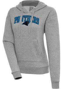 Antigua Carolina Panthers Womens Grey Chenille Logo Victory Pullover