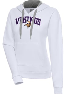 Antigua Minnesota Vikings Womens White Chenille Logo Victory Pullover