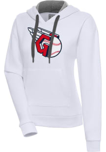 Antigua Cleveland Guardians Womens White Chenille Logo Victory Pullover