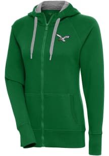 Antigua Philadelphia Eagles Womens Green Classic Logo Victory Long Sleeve Full Zip Jacket
