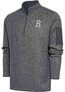 Antigua Brooklyn Dodgers Mens Grey Cooperstown Fortune Long Sleeve Qtr Zip Fashion Pullover