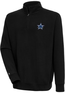 Antigua Seattle Mariners Mens Black Cooperstown Victory Long Sleeve Qtr Zip Pullover