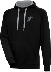 Antigua Miami Marlins Mens Black Cooperstown Victory Long Sleeve Hoodie
