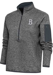 Antigua Brooklyn Dodgers Womens Grey Cooperstown Fortune Qtr Zip