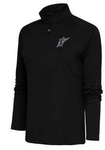 Antigua Miami Marlins Womens Black Cooperstown Tribute Qtr Zip Pullover