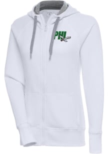 Antigua Philadelphia Eagles Womens White Chainstitch Retro Victory Long Sleeve Full Zip Jacket