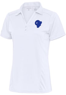 Antigua Los Angeles Rams Womens White Tonal Logo Tribute Short Sleeve Polo Shirt