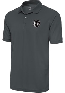 Antigua Sporting Kansas City Grey Metallic Legacy Pique Big and Tall Polo