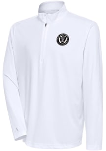 Antigua Philadelphia Union Mens White Metallic Logo Tribute Long Sleeve Qtr Zip Pullover