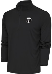 Antigua Portland Timbers Mens Grey Metallic Logo Tribute Long Sleeve Qtr Zip Pullover