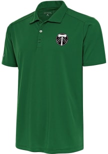 Antigua Portland Timbers Mens Green Metallic Logo Tribute Short Sleeve Polo