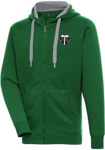 Antigua Portland Timbers Mens Green Metallic Logo Victory Long Sleeve Full Zip Jacket