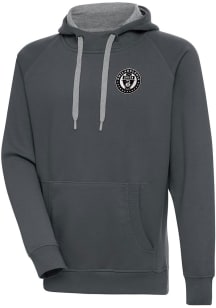 Antigua Philadelphia Union Mens Charcoal Metallic Logo Victory Long Sleeve Hoodie