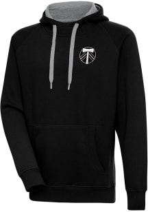Antigua Portland Timbers Mens Black Metallic Logo Victory Long Sleeve Hoodie