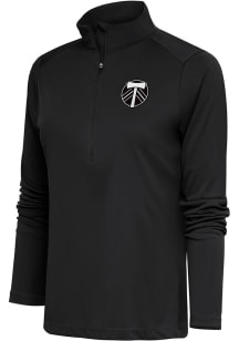 Antigua Portland Timbers Womens Grey Metallic Logo Tribute Qtr Zip Pullover
